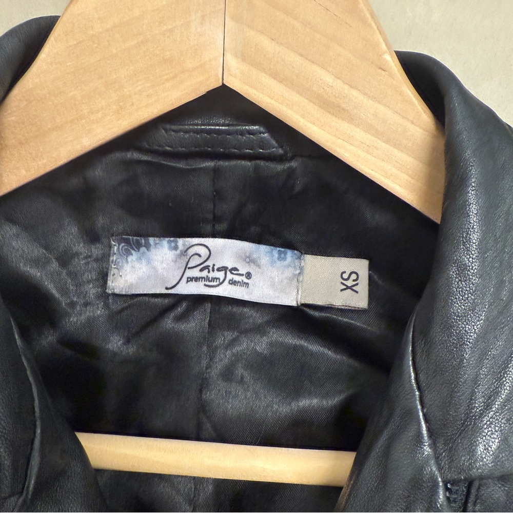 PAIGE Black Leather Moto Jacket XS - Picture 5 of 14